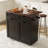 Rolling Kitchen Island Cart with Drop‑Leaf Countertop & Hidden Tilt‑Out Trash Storage-114195618
