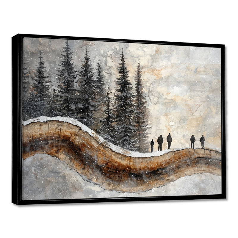 Gerger, groupe de randonnée dans un paysage d'hiver III - Randonnée, art mural sur toile, Noir, noir, noir, noir