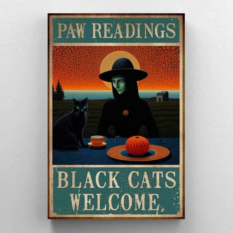 Black Cats Welcome On Canvas Print, H 14 po x l 11 po