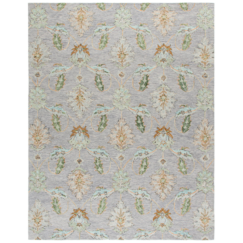Jardin Hand Tufted Wool;Cotton Floral Indoor Rug, 8'-0" X 10'-0" Rectangle