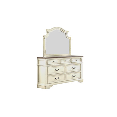 Elegant Beige Bedroom Mirror - Traditional Wood, Graceful Touch Solid Wood In Antique Piece