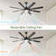 Ventilateur de plafond 66 pouces à profil bas en ABS avec lumières à intensité variable et moteur à courant continu réversible silencieux à 6 vitesses pour l'intérieur-143648393