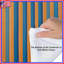 Édredon orange à rayures bleues-123586786