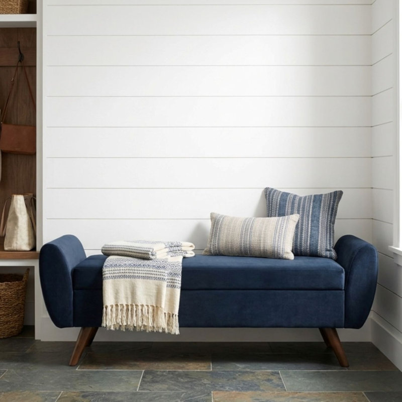 Banc de rangement rembourré Amsi, Blue Velvet