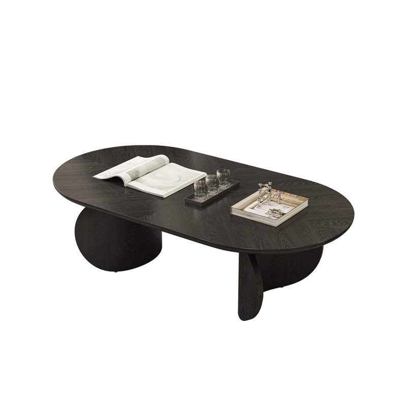Erandi 51.2” Modern Wood Coffee Table With Two Abstract Support