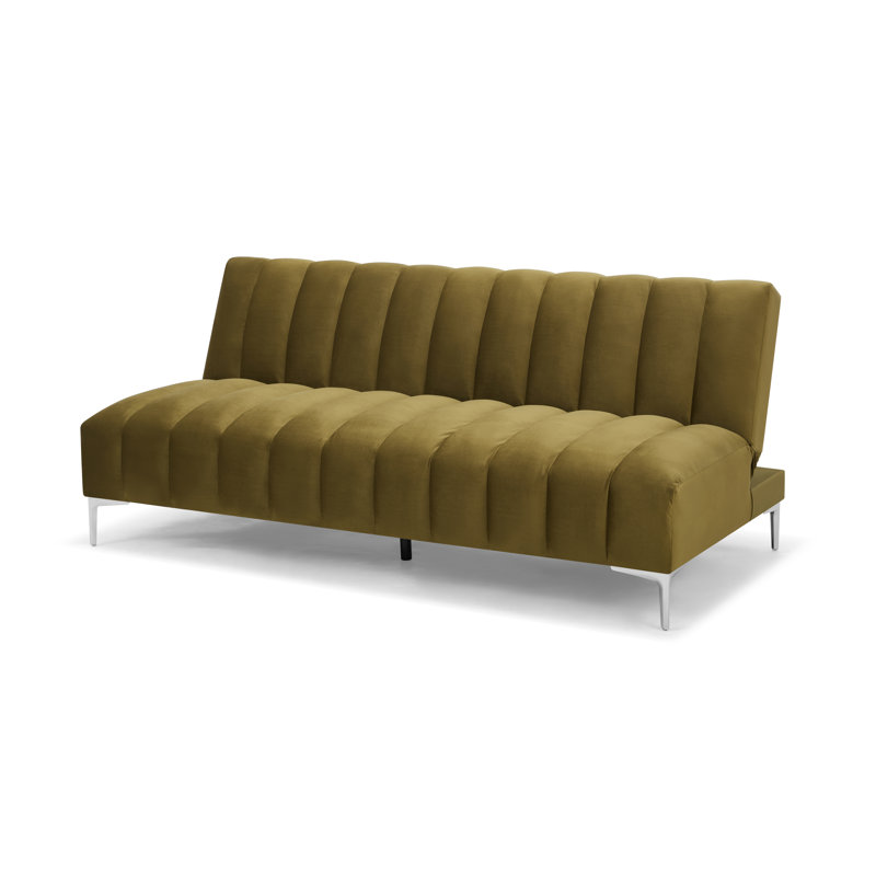 Decato Camille 3 Seater Sofa Bed in Velvety Fabric, Olive Velvet