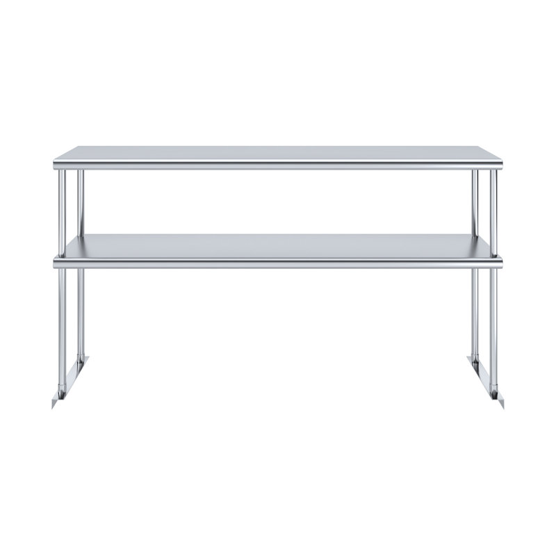 60" Stainless Steel Double-Tier Adjustable Kitchen Shelf