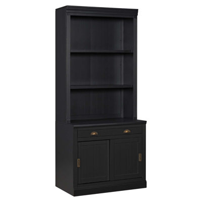 83.4"Tall Bookshelf With LED Lighting, Modern Bookcase With Sliding Doors And Open Shelves,Storage Bookshelf For Living Room,Home Office