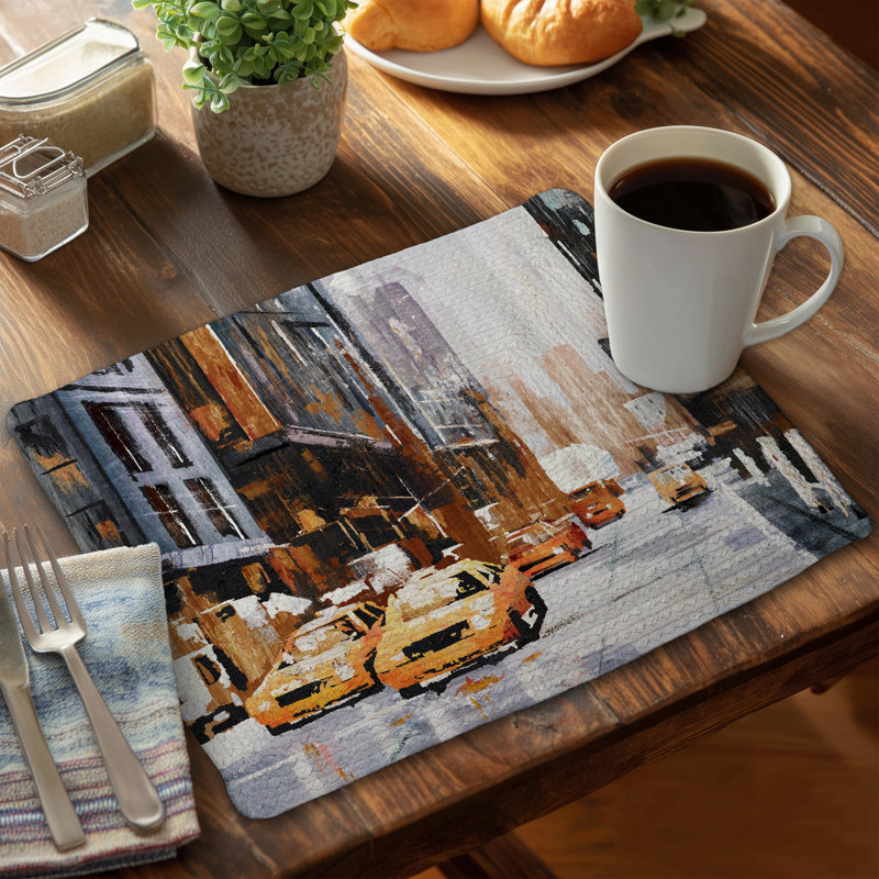 Cities Brown Braided Polyester Placemat - Big City Street Decor