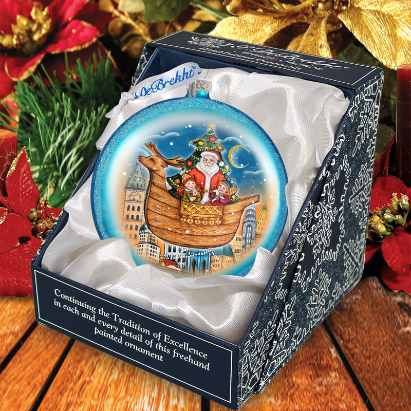 Holiday 3.5'' Glass Ball Ornament, Blue