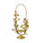 Iron Arched Pillar Candle Holder With Gold Floral Design-2040029724
