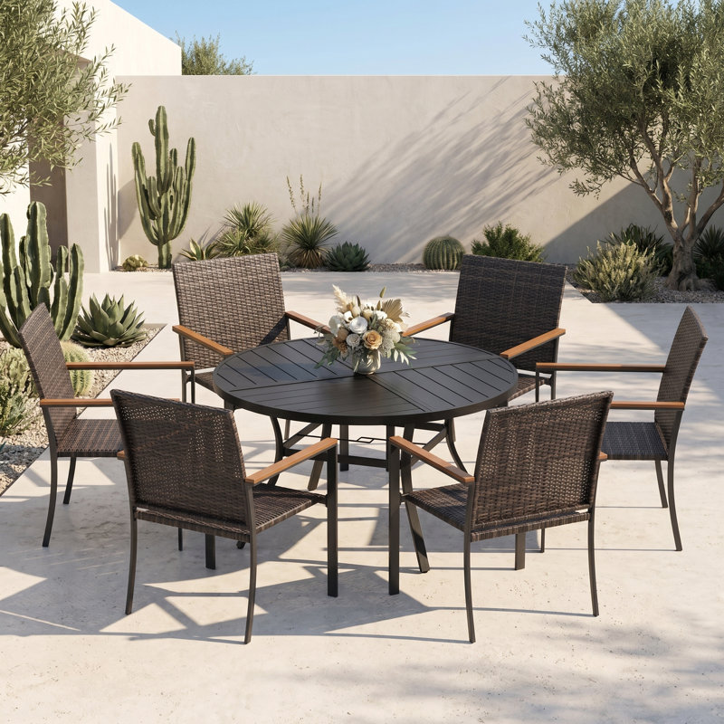 Cobham With PE Wicker Chairs, Black
