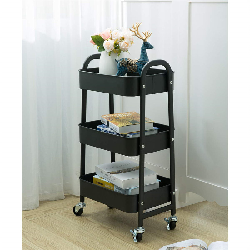 Haleigh 27.5cm H x 27.5cm W Utility Cart with Wheels, Black