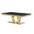 Liticia Coffee Table with Four Gold Geometric Mirror Bases and 48" Black Top