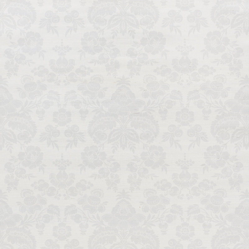 Simone Damask Grasscloth Wallpaper, Silver