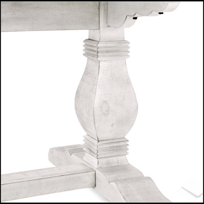 Caleb 78 Inch Distressed Ivory Dining Table, Combining Rustic Charm with Modern Elegance for Family Gatherings and Entertaining