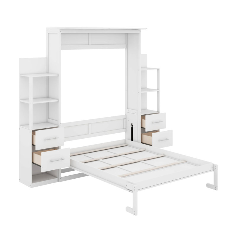 Stephaie Murphy Storage Bed, White, Full/Double