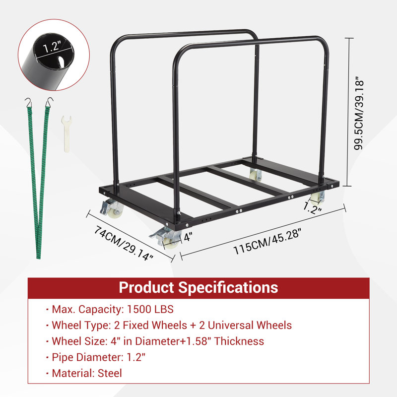 1500 Lb. Capacity Steel Table Dolly Cart