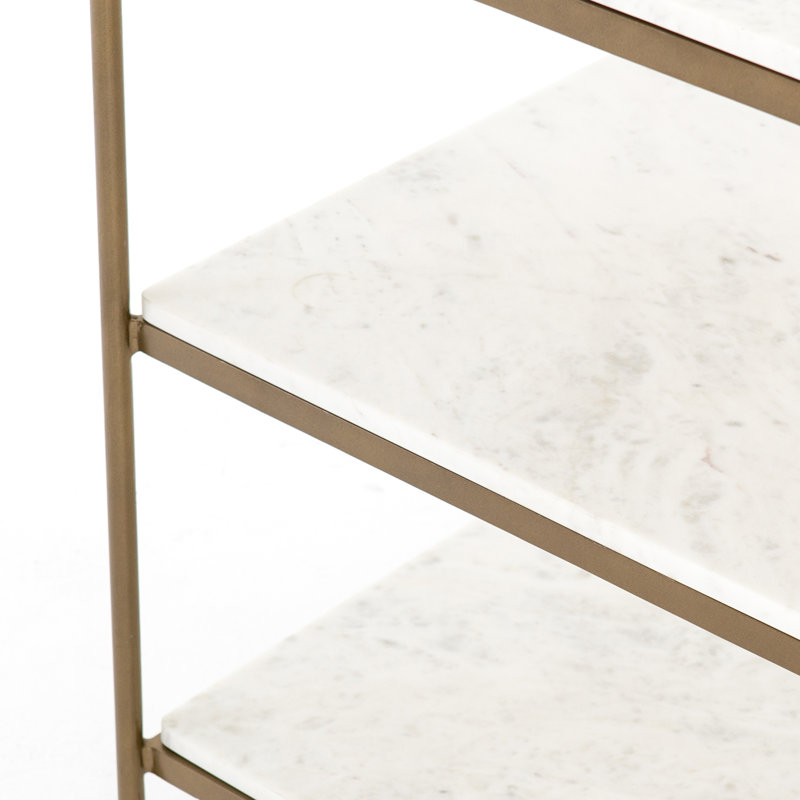 Castino Aurelia End Table with Storage, Antique Brass/White