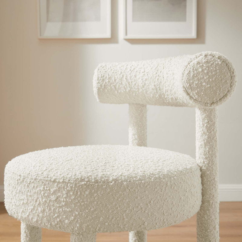Modway Toulouse Stool, Counter Stool (26” Seat Height), Ivory, Silver