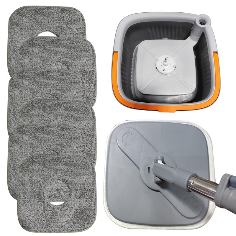 Spin Mop with Bucket 360 Degree Rotatable Self Wash Square Mop Clean/Dirty Water Separation System, 38" H x 28" W x 4" D