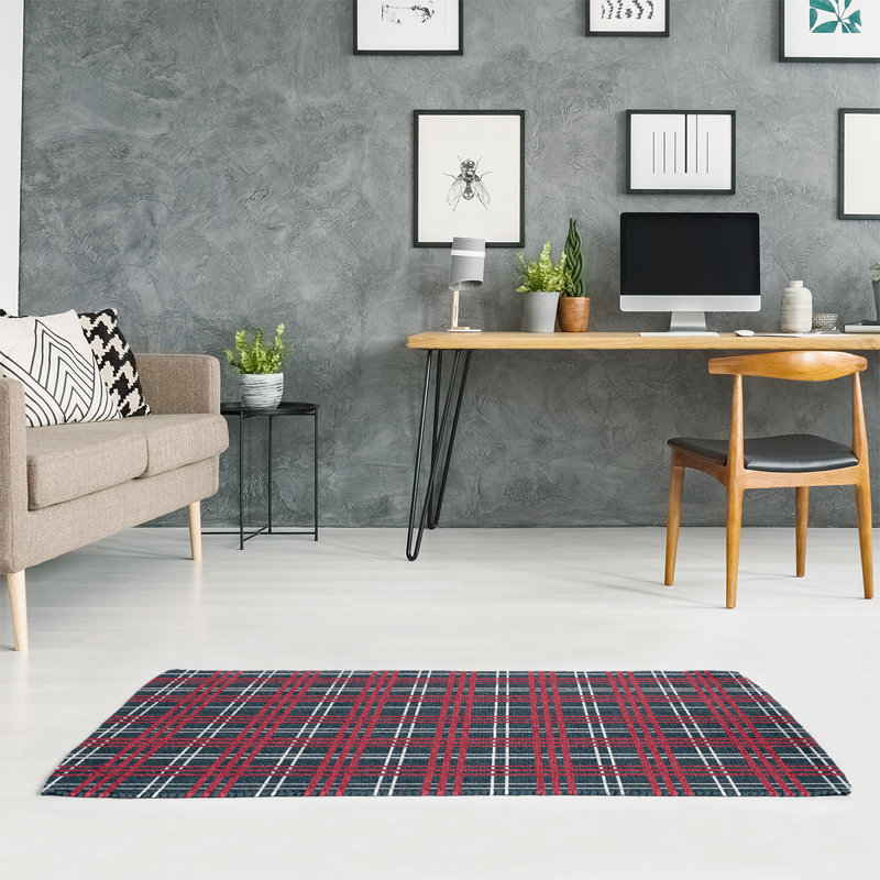 Tapis à carreaux bleu, Rectangle 5 pi x 7 pi