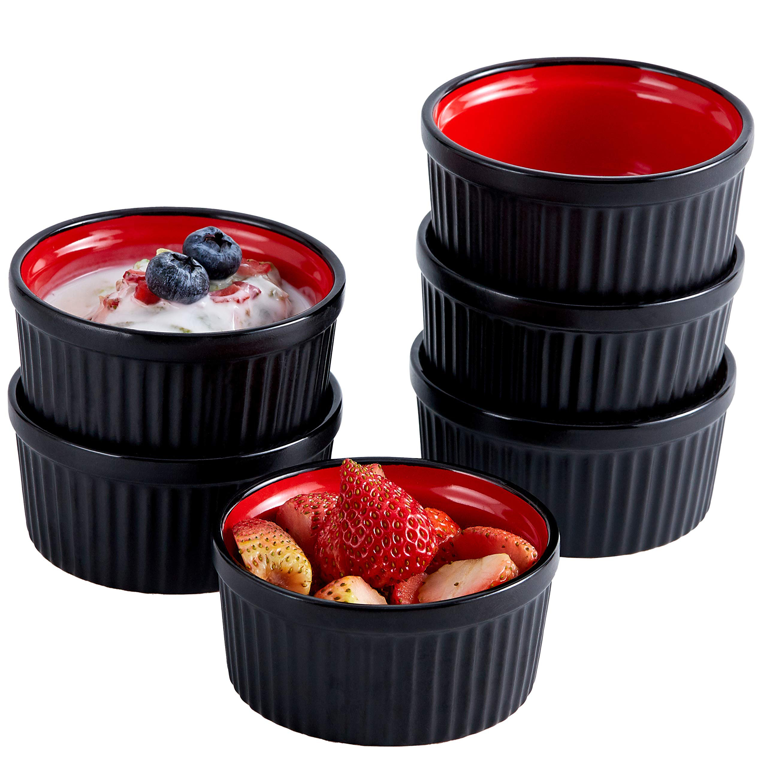  Bruntmor Black Ceramic Ramekin Baking Set Of 6