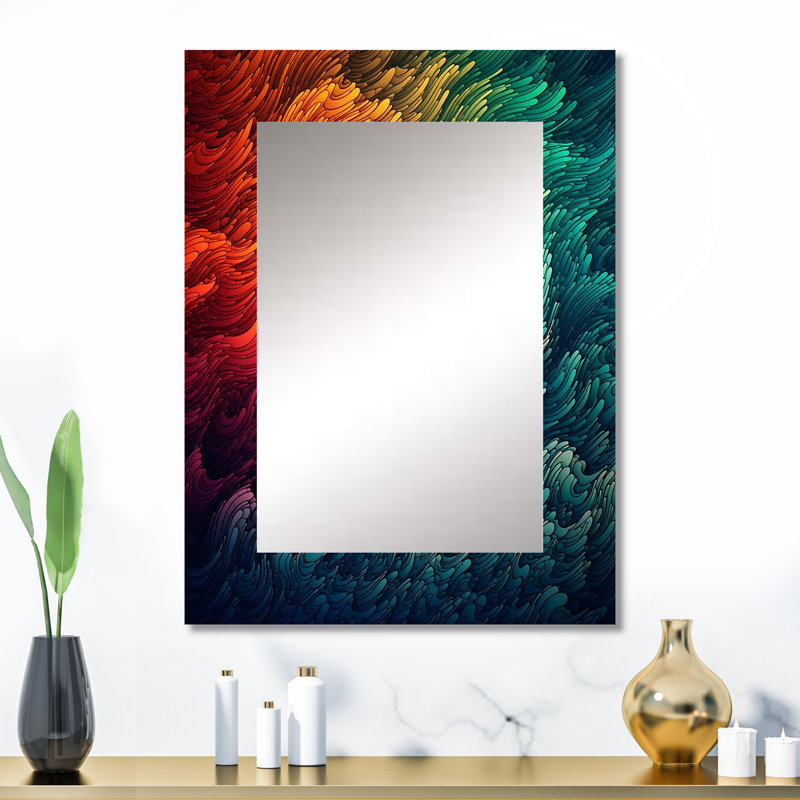 Exploring The Depths Of Orange Marble I - Geometric Mirror, Modern Decorative Wall Mirror, Printed Metal Art, 32" x 24"