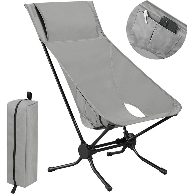 Breider Folding Camping Chair, Grey