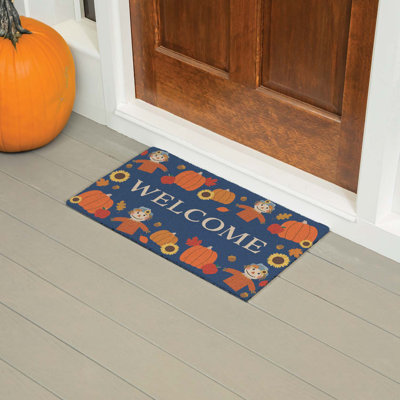 Hanfei Thanksgiving Pumpkin and Scarecrow Harvest Indoor/Outdoor Welcome Doormat