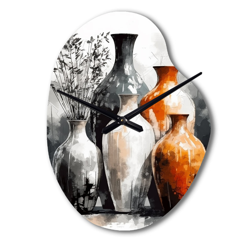 Horloge murale en métal brun et gris, Grand
