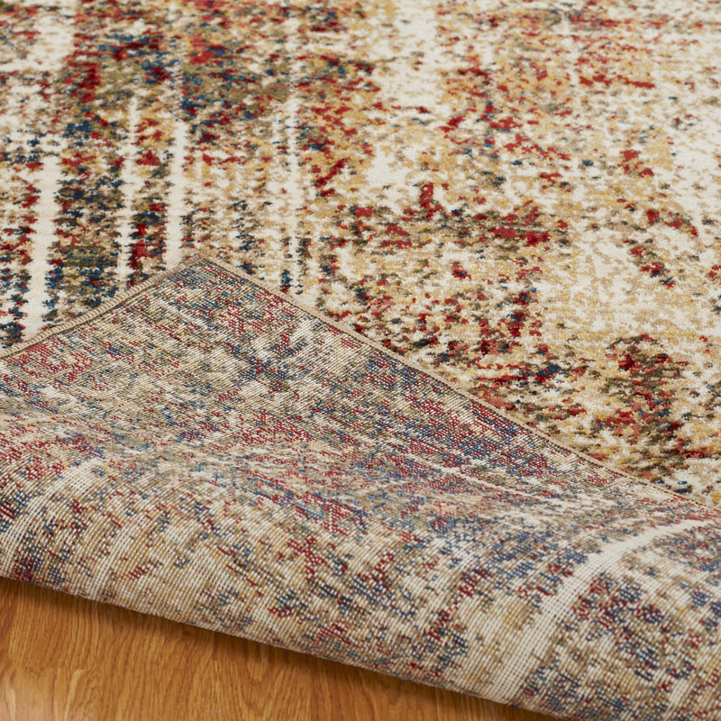 Holsworthy Abstract Area Rug in Ivory/Brown, Rectangle 5'5" x 7'7"