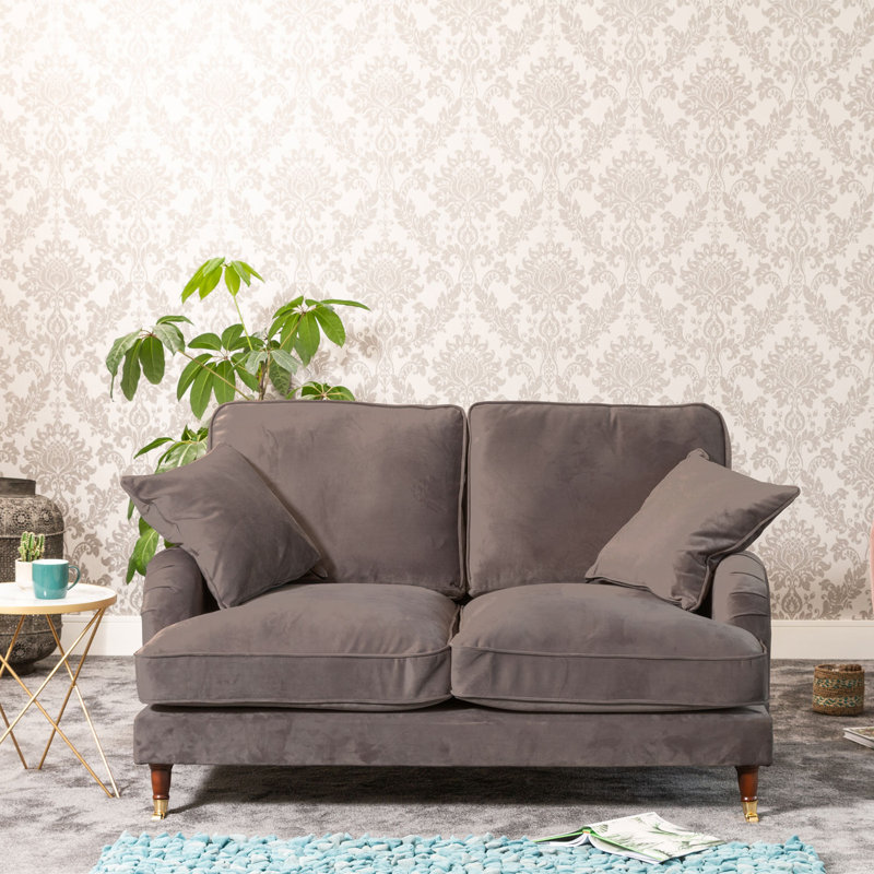 Fabiola 2 Seater Velvet Loveseat, Dark Grey