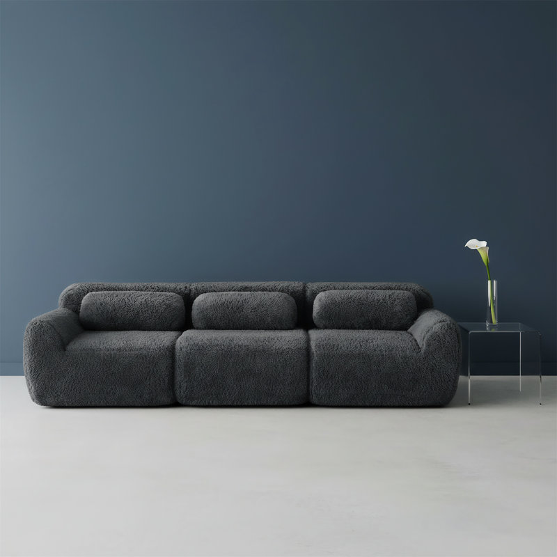 Canapé modulaire en tissu doux et moelleux de 114 pouces, Gris foncé