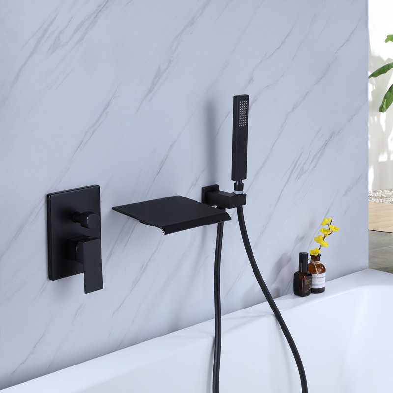 Wall Tub Spout with Diverter, Matte Black