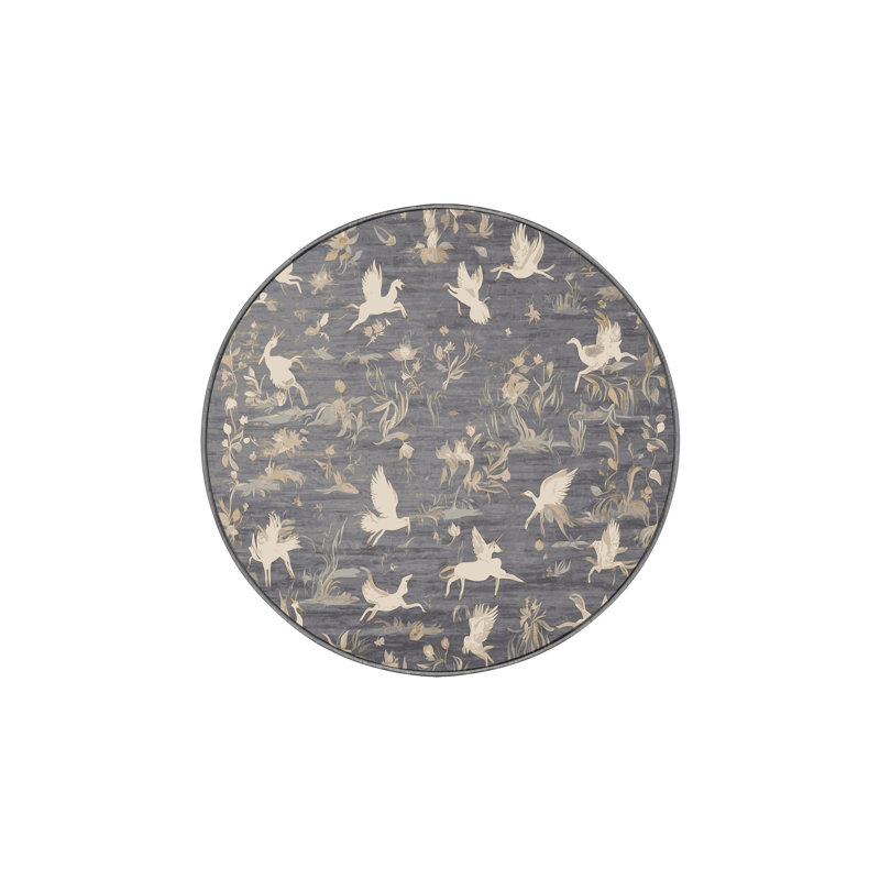 Tapis gris lavable à la machine, Rond 7 pi