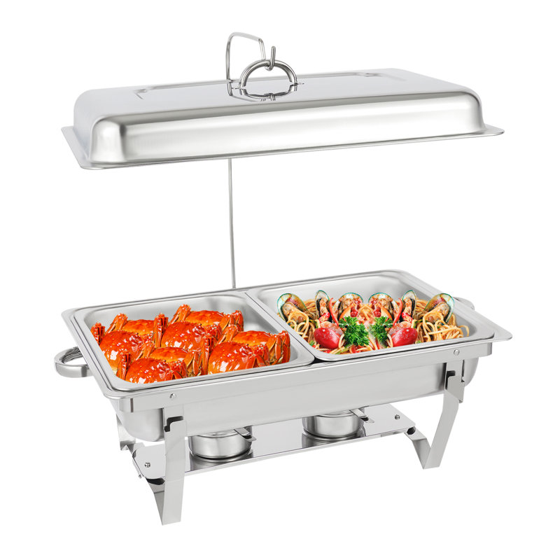 Réchaud à 2 plateaux en acier inoxydable avec cadre pliable 