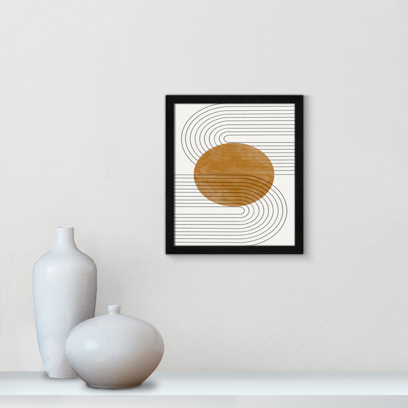 Échos courbés par Miuus Studio, Grain de bois noir, 13'' W x 15'' H, Impression encadrée