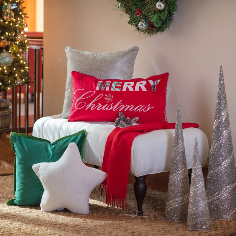 16.5" Snow White Faux Fur Star-Shaped Throw Pillow