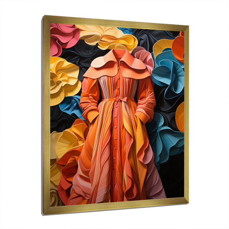 Impression sur toile Fashion Haute Couture Elegance II, H 40 po x l 30 po x P 1,5 po, Encadrement doré
