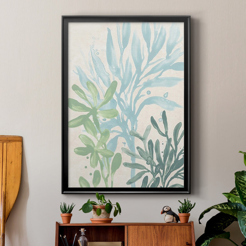 «Swaying Seagrass II», reproduction encadrée de qualité supérieure - prête à être accrochée, L 22,5 po x H 30,5 po, Noir