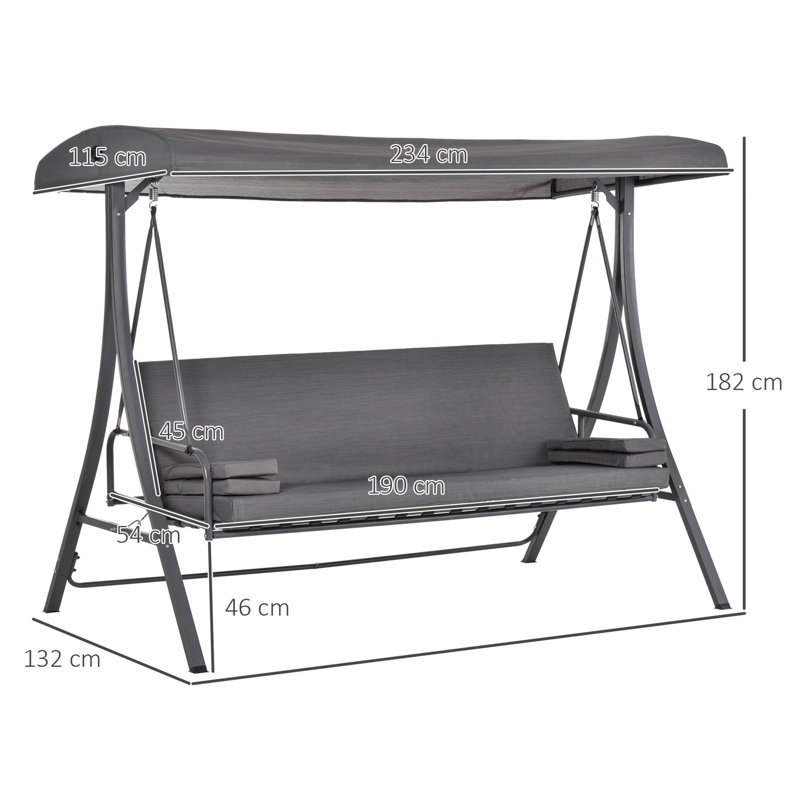 Aurele 3 Person Porch Swing with Canopy