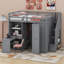 Lit superposé double avec garde-robe, bureau et tablettes-105242223