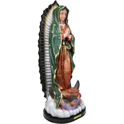 Blessed Virgin Our Lady Of Guadalupe Statue With Brass Name Plate Base 24" Tall