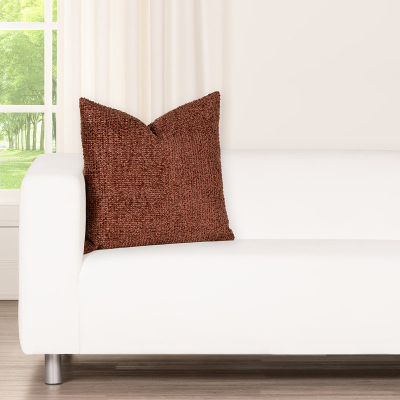 Coussin Cozy, Carré 18 po, Polyester, Brun