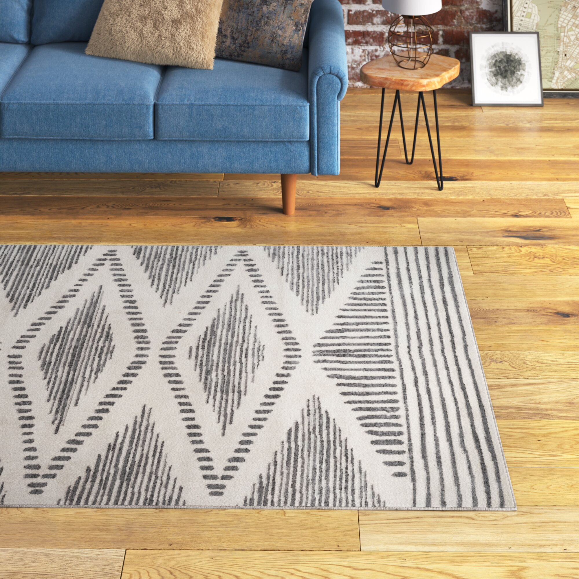 Union Rustic Giannini Geometric Moroccan Area Rug in Gray/ Off White &  Reviews