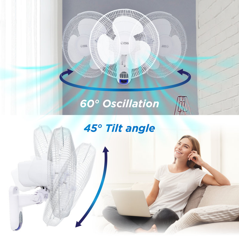 Commercial Cool 16-Inch White Wall Fan with Remote Control