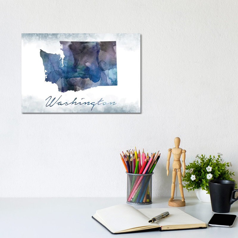 Washington State Bluish - Wrapped Canvas Print, 20.32cm H x 30.48cm W