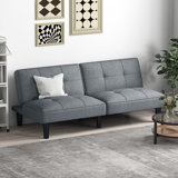 Ebern Designs Convertible Folding Futon Sofa Bed With 6-position Adjustable Backrest Cushion