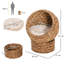 Wicker Cat House Raised Cat Bed with Cylindrical Base-86896915